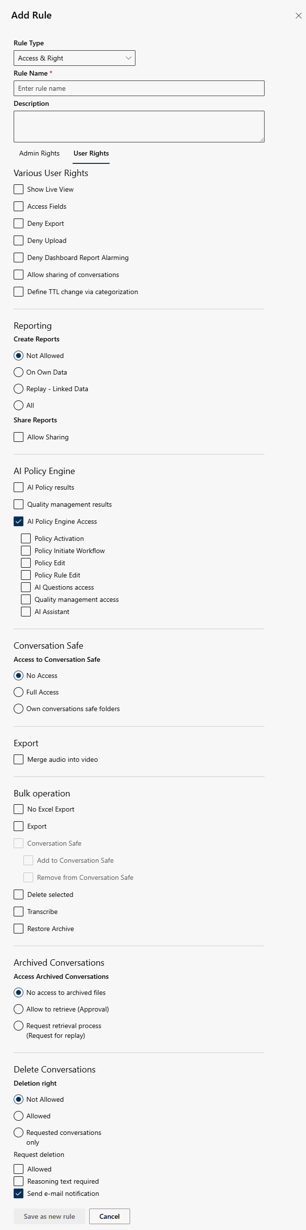 Access & Right - Configure user rights