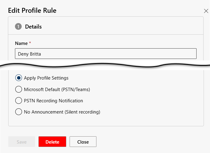 Delete Profile Rule