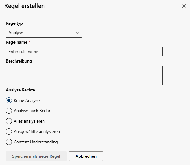 Analyseregel hinzufügen