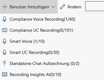 Benutzer-Lizenz auswählen