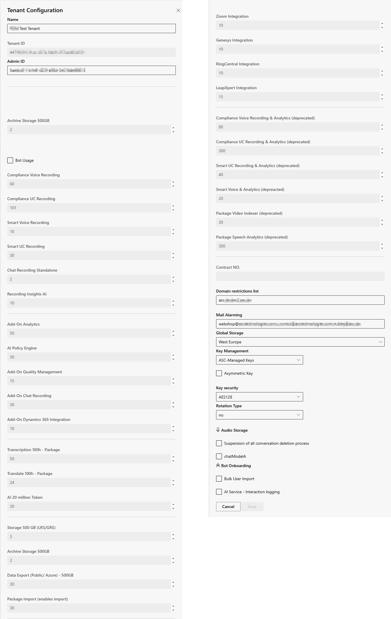 Tenant configuration 