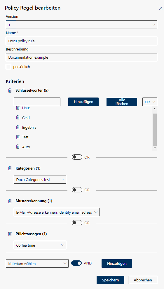 Policy-Regel bearbeiten