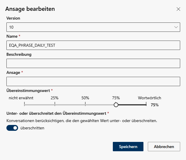 Fenster Ansage bearbeiten