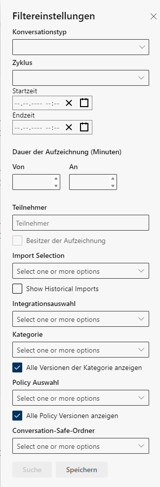 Filtereinstellung definieren (Beispiel: Kein Filter ist eingerichtet, keine Vorgaben durch eine Wiedergaberegel)