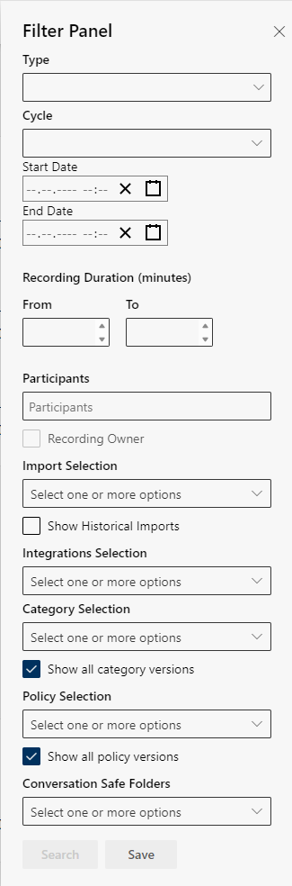 Define filter setting (example: no filter is set up, no specifications by a playback rule)