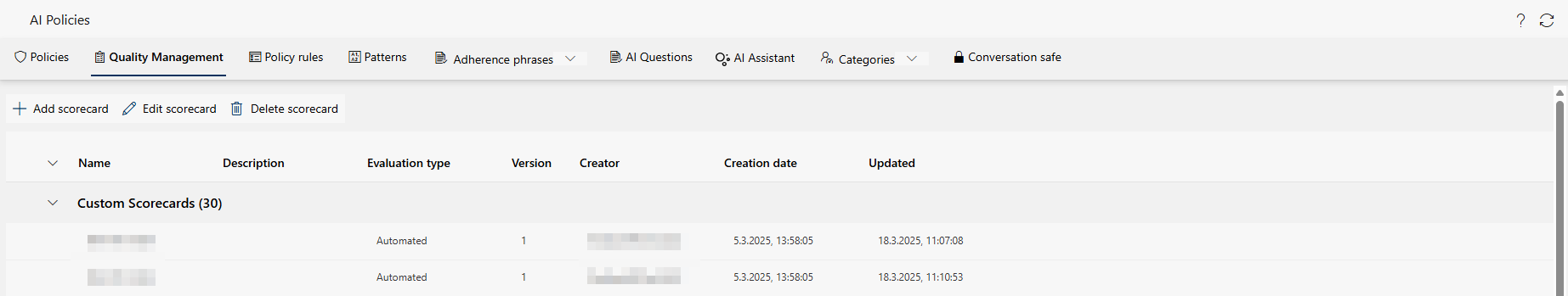 Tab quality management
