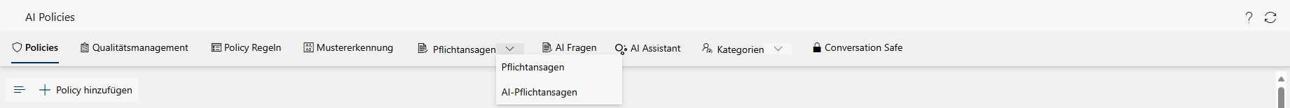 Dropdown-Liste Pflichtansagen, AI-Pflichtansagen