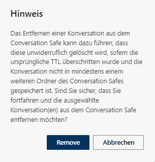 Conversation Safe Hinweis Konversation entfernen