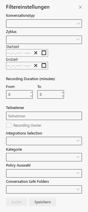 Filtereinstellung definieren (Beispiel: Kein Filter ist eingerichtet, keine Vorgaben durch eine Wiedergaberegel)