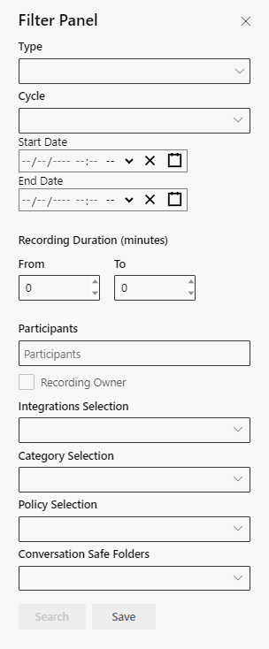 Define filter settings (example: no filter defined, no specifications due to replay rule).