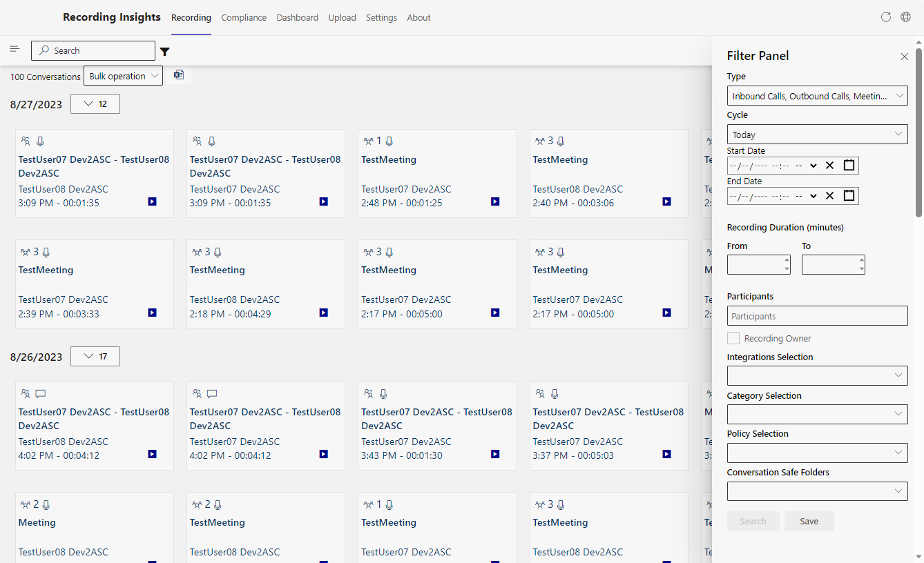 Tab Recording with filter setting: replay filter