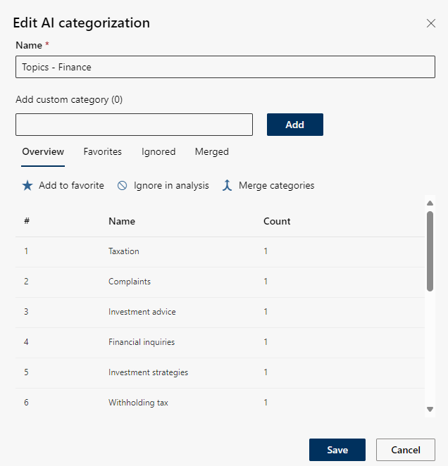 Edit AI categorization