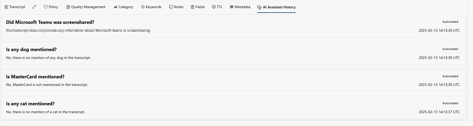 AI Assistant History