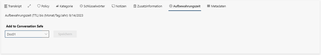 Registerkarte Aufbewahrungszeit (TTL)