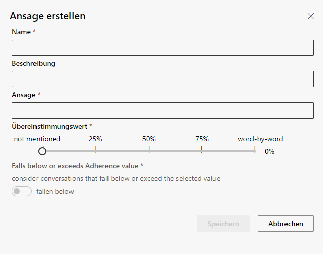 Fenster Variables-ItalicAnsage erstellen