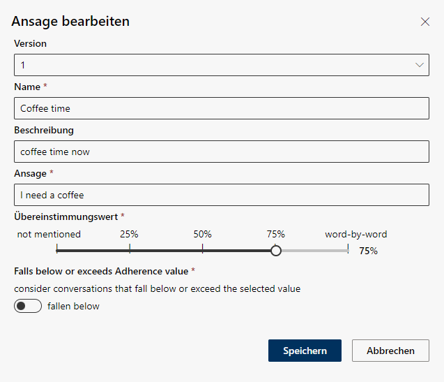 Fenster Ansage bearbeiten