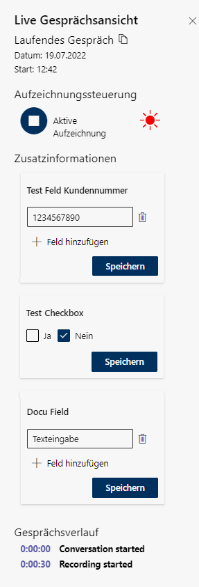 Ausgefüllte benutzerdefinierte Felder und Checkboxen 