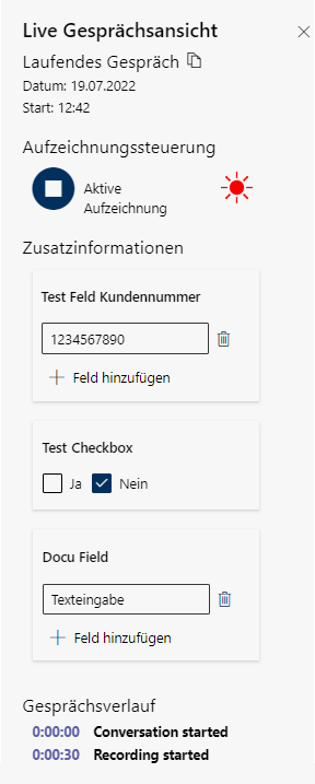 Gespeicherte benutzerdefinierte Felder und Checkboxen 