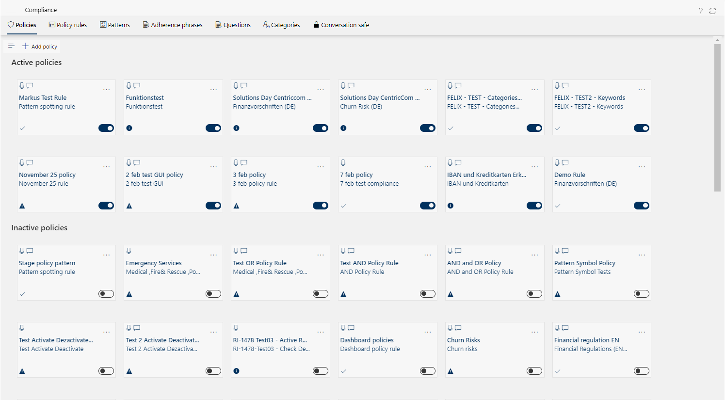 Tile view Policies