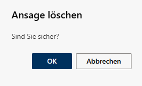 Hinweis Ansage löschen