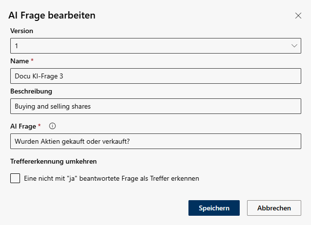 AI Frage bearbeiten