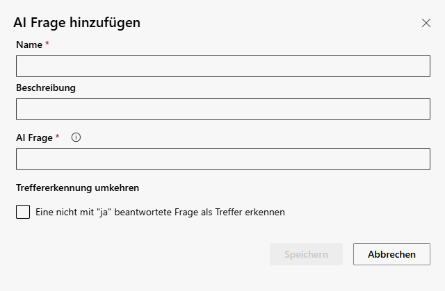 AI Frage hinzufügen
