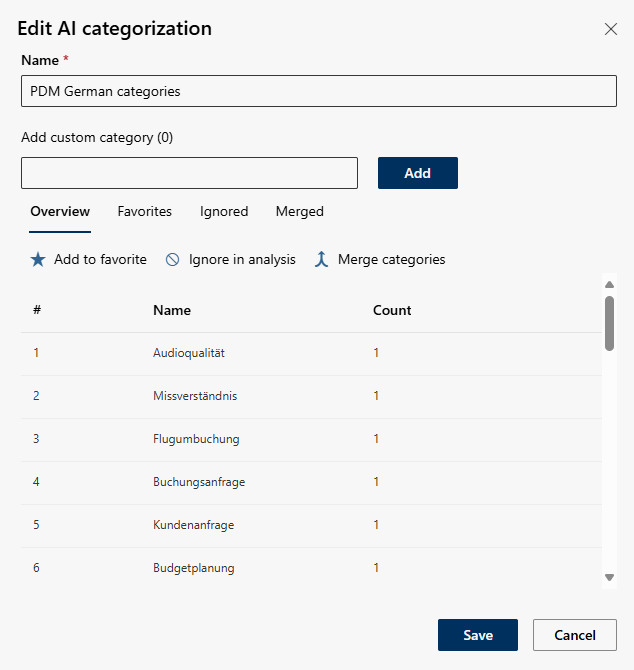 Edit AI categorization
